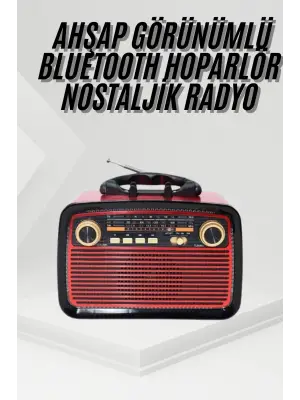 Nostalji Radyo Bluetooth Hoparlör Usb-sd Kart Giriş Led Fener Işıklı Bataryalı Pilli