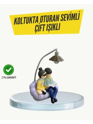 Okuyan Çift Figürlü Dekoratif Gece Lambası Hediye Seçeneği