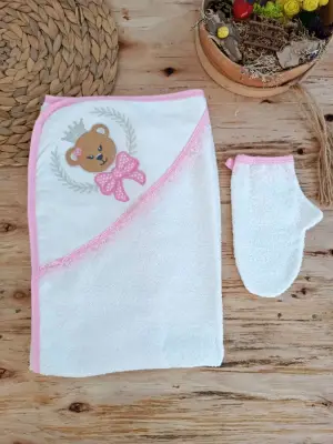 Omarı 0-1 Yaş Kız Bebek İçin Yumuşak Havlu Takımı