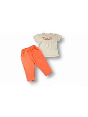 Omarı Anadolu Çiçeği Nakışlı Kısa Kollu Kız Bebek Takımı