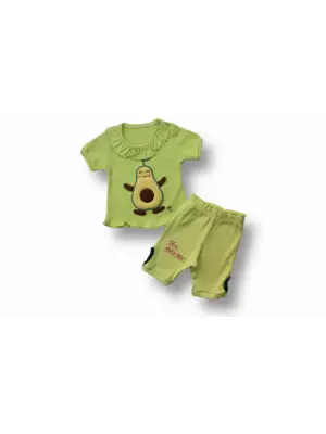 Omarı Avokado Nakışlı Bebek Takımı Yeşil