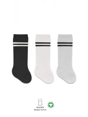 Omarı Çember Desenli Derby Dizaltı Çorap Seti