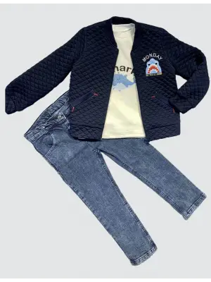 Omarı Çocuk Pilot Mont ve Kot Pantolon Takımı Lacivert