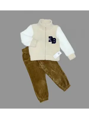 Omarı Çocuklar için Rahat ve Şık 2li Sweat Takım - Bej