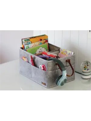 Omarı Çok Amaçlı Deri Organizer Kutu Keçe Sepet