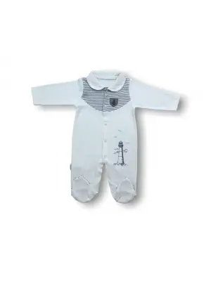 Omarı Deniz Feneri Nakışlı Erkek Bebek Patikli Tulum