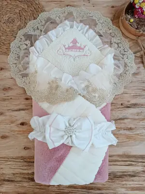 Omarı Doğal Wool Yenidoğan Bebek Battaniyesi Pembe Tasarım