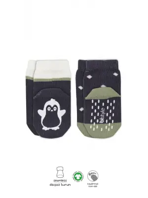 Omarı Eğlenceli Hayvan Desenli Kaymaz Erkek Soket Çorap Seti