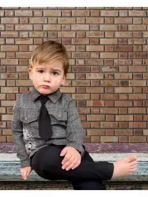 Omarı Elegan Siyah Erkek Çocuk 3lü Takım