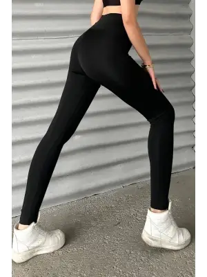 Omarı Esnek Yüksek Bel Parlak Disco Tayt