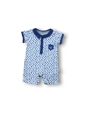 Omarı Galaksi Desenli Çıtçıtlı Kısa Kollu Bebek Tulumu Lacivert