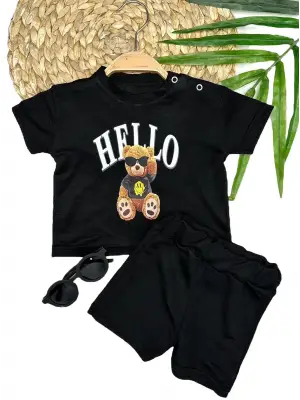 Omarı Gözlüklü Ayıcık Desenli Erkek Bebek Takımı