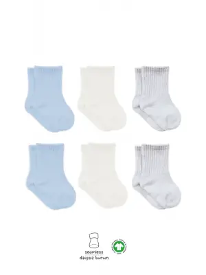 Omarı Hafif ve Rahat Penye Çorap Seti - Mavi Ekru Gri [Yeni SEO Başlık]