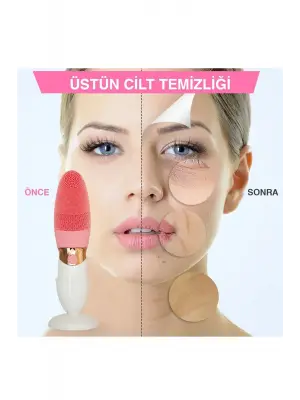 Omarı İnce Kaba Silikon Uçlu Elektrikli Yüz Temizleyici Fırça