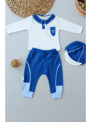 Omarı İndigo Renkli Şık Bebek Takımı