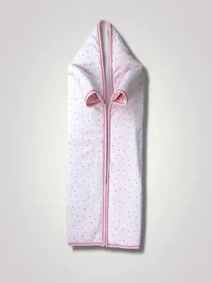 Omarı Kalp Desenli Fermuarlı Bebek Battaniyesi - Pembe