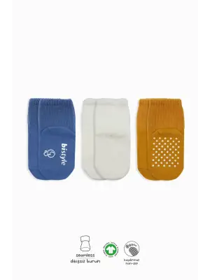 Omarı Kaymaz Penye Soket Çorap Seti - İndigo, Ekru, Hardal