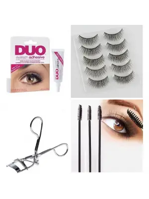 Omarı Kirpik Seti Kıvırıcı Yapıştırıcı Maskara Fırçası