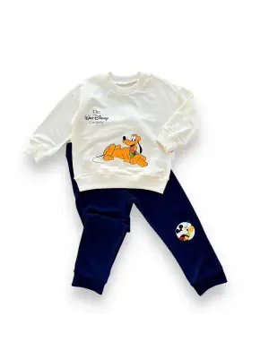 Omarı Köpek Desenli Bebek Erkek Takımı Lacivert