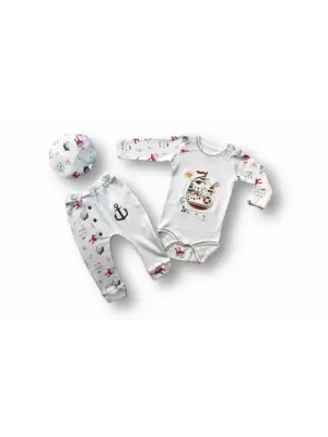 Omarı Korsan Temalı Bebek Takımı Ekru