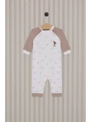 Omarı Krem Uzun Kol Patiksiz Bebek Tulumu