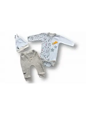 Omarı Kuyruklu Yıldız Nakışlı Bebek Takımı Mavi