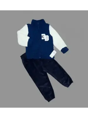 Omarı Kuzu Kumaşlı Uzun Kollu Çocuk 2li Takım - Lacivert