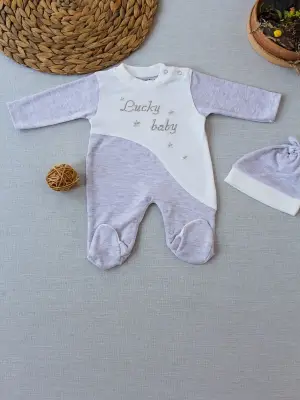 Omarı Lucky Baby Nakışlı Erkek Bebek Tulumu