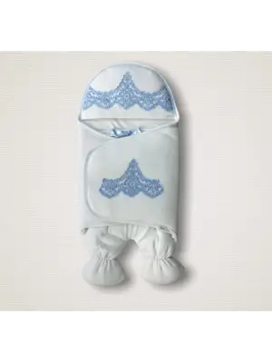 Omarı Lüks Yenidoğan Mavi Bebek Battaniyesi