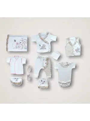 Omarı Minik Sincaplı Ekru Zıbın Takımı