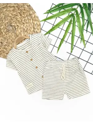 Omarı Müslin Kumaş Yazlık Erkek Bebek Takımı