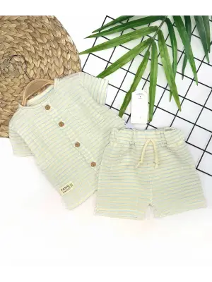 Omarı Müslin Kumaşlı Yazlık Erkek Bebek Takımı