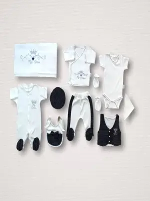 Omarı Nakışlı 10lu Zıbın Takımı Lacivert