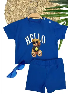 Omarı Pembe Ayıcık Desenli Bebek Erkek Takımı