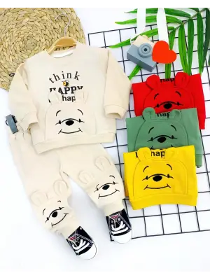 Omarı Pohh Desenli Uzun Kollu Sweat Bebek Takımı
