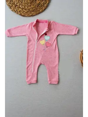 Omarı Rengarenk Uçan Balon Desenli Bebek Kız Tulumu