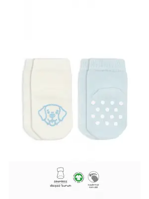 Omarı Renkli Hayvan Desenli Kaymaz Çorap Seti