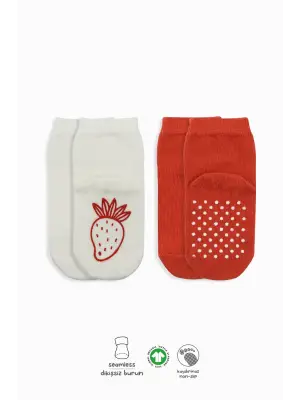 Omarı Renkli Meyve Desenli Kaymaz Çorap Seti