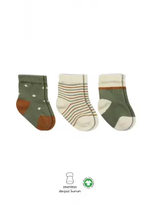 Omarı Renkli Penye Kız Çorap Seti 3lü Tasarım Nil