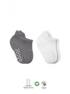 Omarı Renkli ve Kaymaz 2li Penye Sneakers Çorap Seti