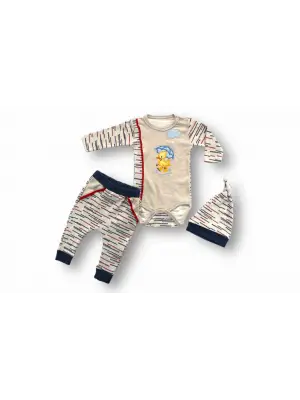 Omarı Şemsiyeli Ördek Desenli Bebek Takımı Mavi