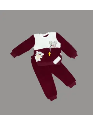 Omarı Sevimli Balık Nakışlı Kuzu Kumaş Sweat Pantolon Takımı