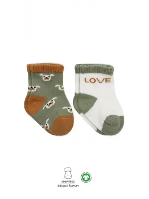 Omarı Sevimli Desenli Penye Soket Çorap Seti