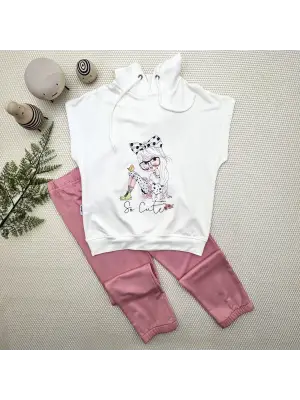 Omarı Sevimli Kapşonlu 2li Kız Erkek Çocuk Takımı