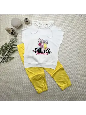 Omarı Sevimli Kız Çocukları İçin Trendy Kapşonlu Kız Çocuk Takımı