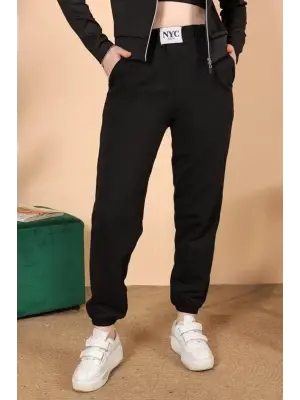 Omarı Şık ve Rahat Siyah Lastikli Eşofman Altı