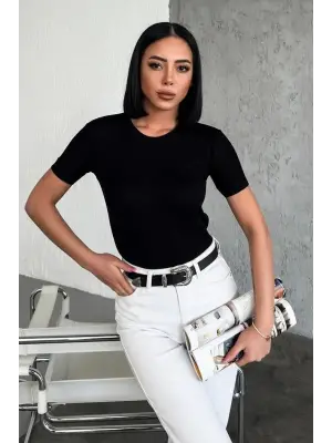 Omarı Şık Viskon Penye Body Siyah