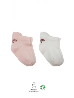 Omarı Sneakers Desenli Penye Çorap Seti - Pembe Ekru