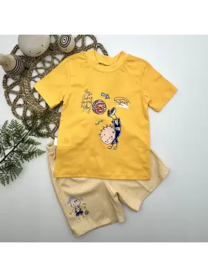 Omarı Topçu Temalı 2li Erkek Bebek Takımı - Sarı