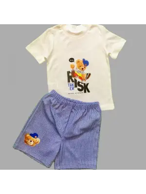 Omarı Trendy 1-2-3 Yaş Bebek Erkek Takımı Kaykaycı Ayı Desenli